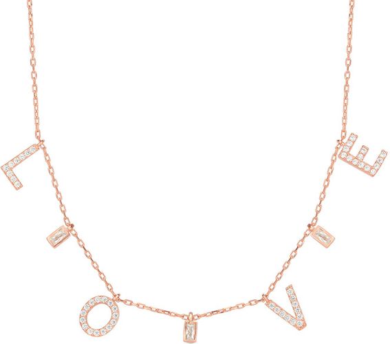 Sphera Milano 18K Rose Gold Over Silver CZ LOVE Charm Necklace