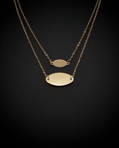 14K Italian Gold Graduated Oval Disc Layered Necklace