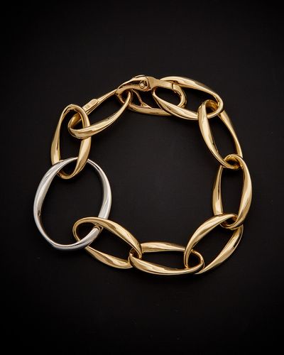 14K Italian Gold Two-Tone Twisted Oval Link Bracelet