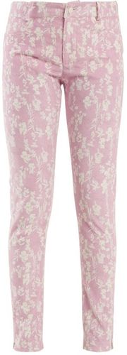 Kiera Floral-print Corduroy Trousers - Womens - Light Pink