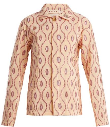 Embroidered-eyelet Taffeta Jacket - Womens - Pink Multi