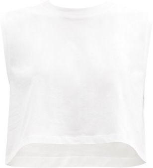 The Sleeveless Crop Cotton-jersey Top - Womens - White