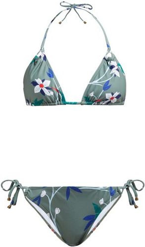 Alex Floral-print Triangle Bikini - Womens - Khaki Multi