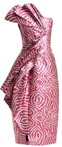 Zebra Lamé Strapless Midi Dress - Womens - Pink Multi