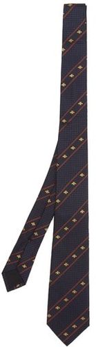 Bee & Web-striped Silk Tie - Mens - Navy