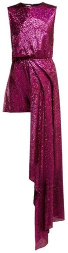 Sequinned Asymmetric Mini Dress - Womens - Pink