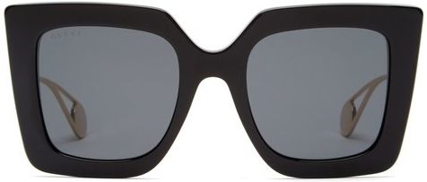 Square Acetate And Metal Sunglasses - Womens - Black