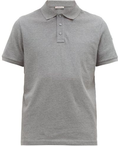 Logo-appliqué Cotton-piqué Polo Shirt - Mens - Grey