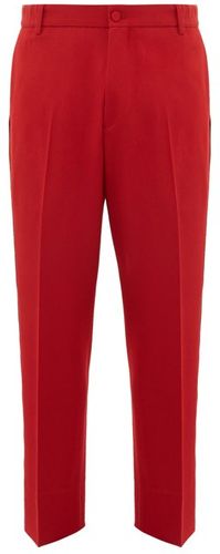 Straight-leg Logo-stripe Wool Trousers - Mens - Red