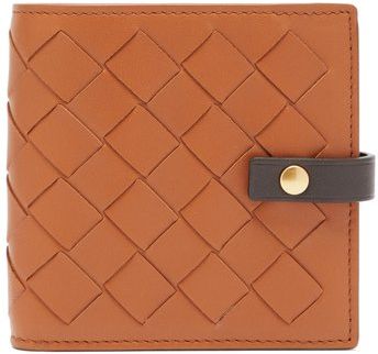 Intrecciato Leather Wallet - Womens - Tan Multi