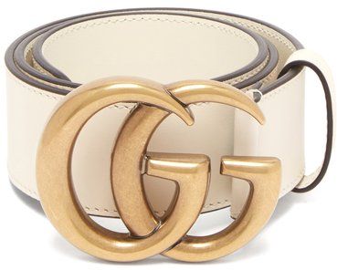 GG-logo Leather Belt - Womens - White