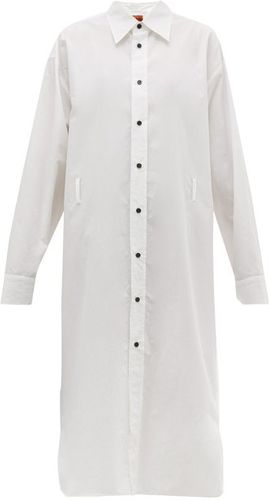 Long-sleeved Cotton Poplin Midi Shirtdress - Womens - White