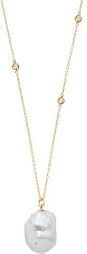 Diamond, Baroque Pearl & 18kt Gold Necklace - Womens - Pearl
