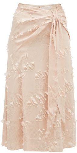 Fil-coupé Satin-jacquard Midi Skirt - Womens - Cream