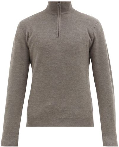 Half-zip Wool And Cashmere-blend Sweater - Mens - Grey
