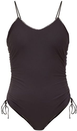 Basic Seam Ruched Swimsuit - Womens - Black