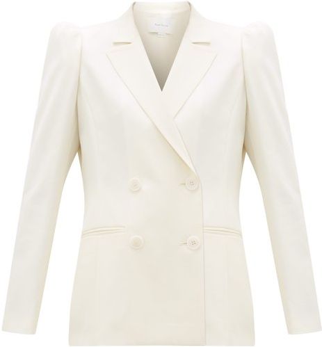 Double-breasted Wool-twill Jacket - Womens - White