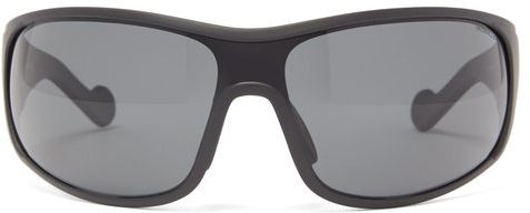Logo-stripe Acetate Cycle Sunglasses - Mens - Black