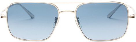 X Oliver Peoples Victory L.a. Titanium Sunglasses - Womens - Light Blue