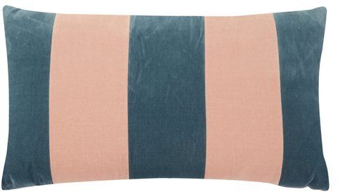 Striped Cotton-velvet Cushion - Pink Multi
