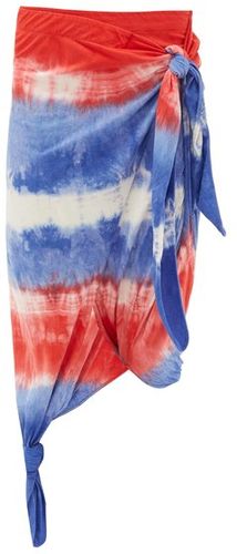 Knotted Tie-dye Silk And Cotton Wrap Skirt - Womens - Red Multi
