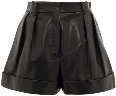 High-rise Leather Shorts - Womens - Black
