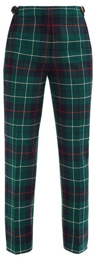 Tartan Cotton-twill Straight-leg Trousers - Womens - Green Multi