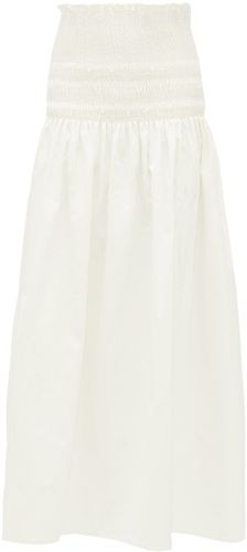 Arlo Smocked Cotton-twill Midi Skirt - Womens - Ivory