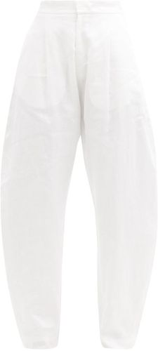 Sokol Linen Curved-leg Trousers - Womens - White