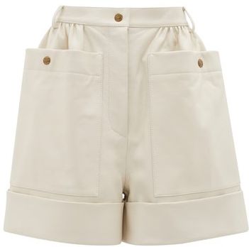 High-rise Leather Shorts - Womens - Cream