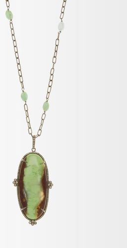 Earth Tone Diamond, Chrysoprase & Silver Necklace - Womens - Multi