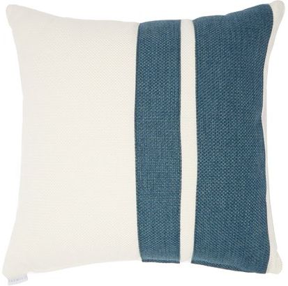 Double Pillar Woven Cushion - Blue White
