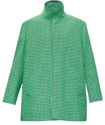 Single-breasted Boxy Houndstooth Coat - Womens - Green