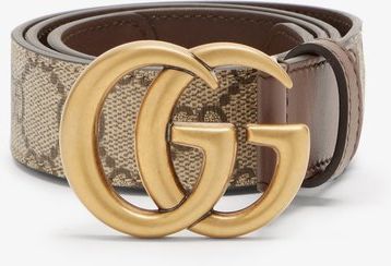 GG Marmont Supreme And Leather Belt - Womens - Brown Multi