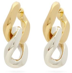 Curb-link 18kt Gold-plated Silver Earrings - Womens - Silver Gold