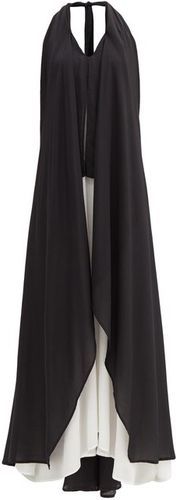 Nightingale Halterneck Silk-crepe Dress - Womens - Black White