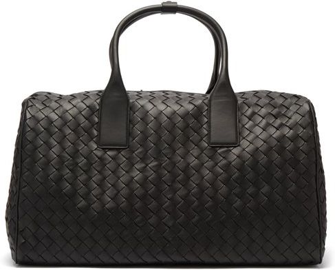 Medium Intrecciato Leather Holdall - Mens - Black