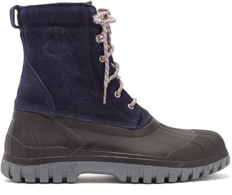 Anatra Suede And Rubber Boots - Mens - Navy