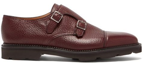 William Monk-strap Leather Shoes - Mens - Burgundy