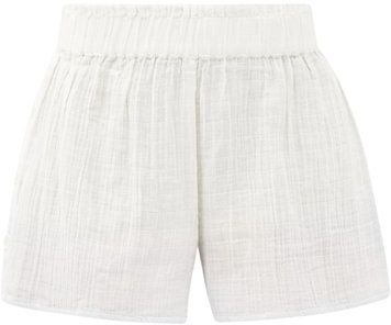 Aria Buttoned-side Dip-dyed Cotton Shorts - Womens - White Multi