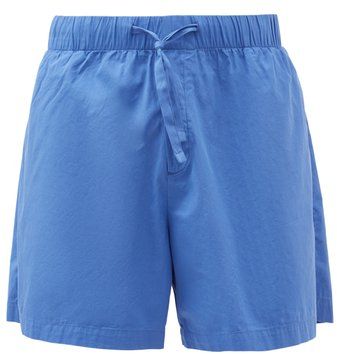 Drawstring-waist Cotton-poplin Pyjama Shorts - Mens - Blue