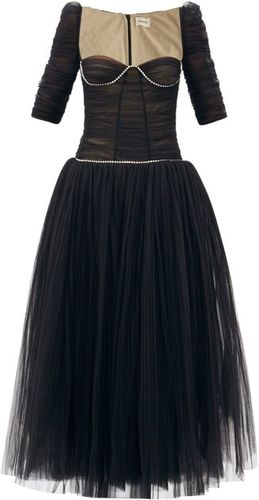 Desi Crystal-embellished Tulle Dress - Womens - Black