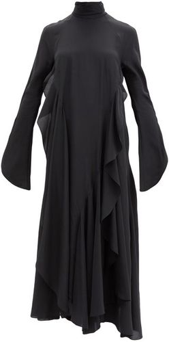 Alane Ruffled Silk-chiffon Dress - Womens - Black