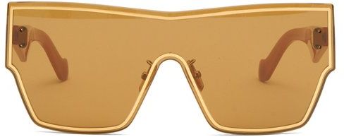 Shield-lens Acetate Sunglasses - Womens - Light Brown