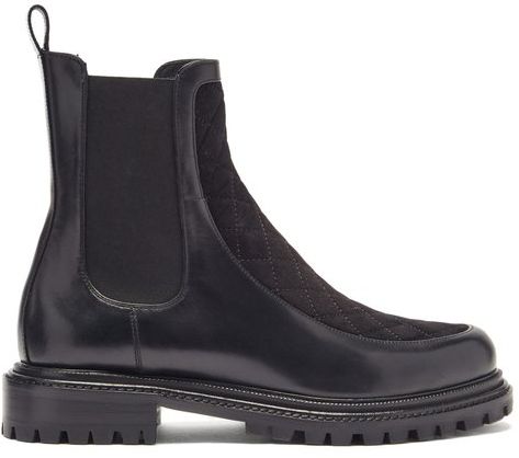 Drive Quilted Suede And Leather Chelsea Boots - Womens - Black