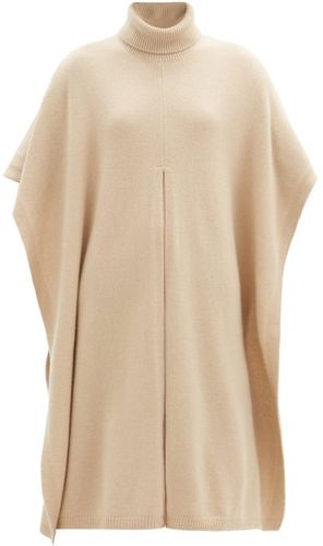 Roll-neck Front-slit Cashmere Poncho - Womens - Beige
