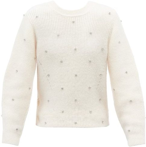Crystal-embellished Wrap-front Sweater - Womens - Ivory