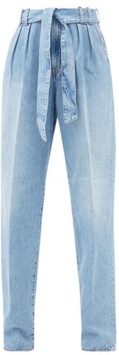 Ylenia Paperbag-waist Straight-leg Jeans - Womens - Light Denim