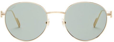 Première De Cartier Round Metal Sunglasses - Womens - Gold