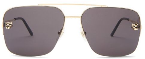 Panthère Aviator Metal Sunglasses - Mens - Gold